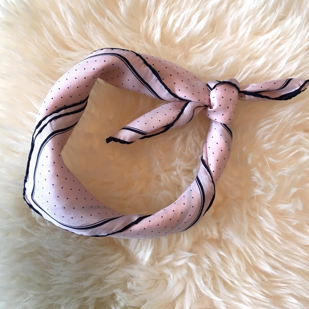 Vintage Scarf Blush and Navy French Chic Dot